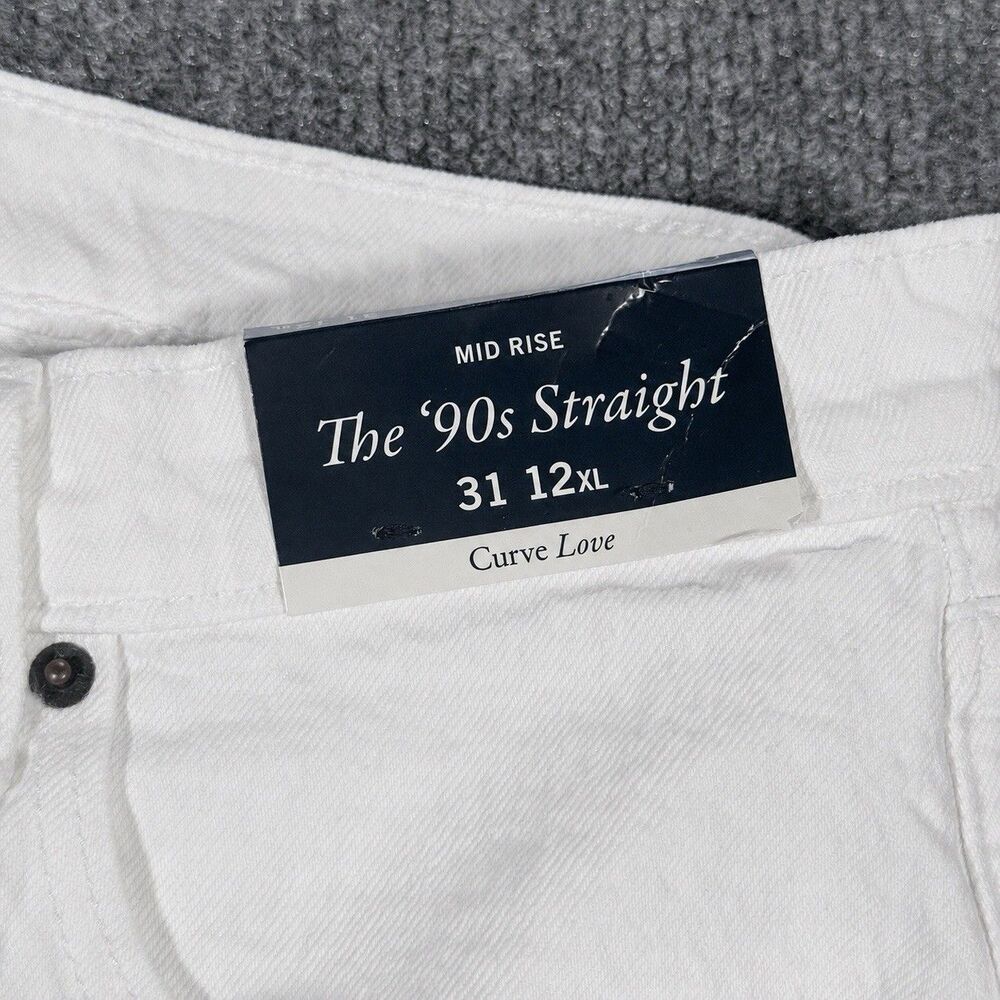 NWT Abercrombie & Fitch Curve Love 90s Straight Jeans 31 12L White - Picture 6 of 7